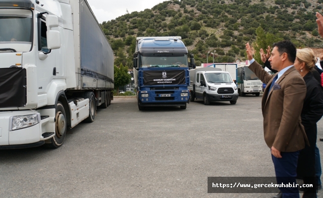 BODRUM'DA 2 TIR DOLUSU MALZEME ELAZIĞ'A DOĞRU YOL ÇIKTI