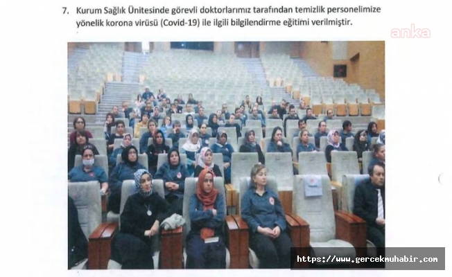 Çevre Bakanlığı'ndan kapalı salonda dip dibe maskesiz ''örnek'' korona eğitimi