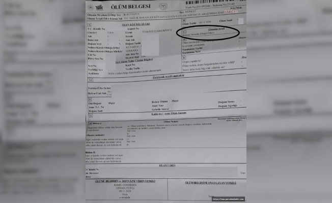 Covid-19'dan yaşamını yitiren hastanın ölüm belgesine "Doğal ölüm" yazıldı.