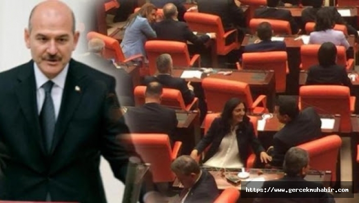 HDP TBMM'de konuşma yapan Bakan Soylu'yu protesto etti