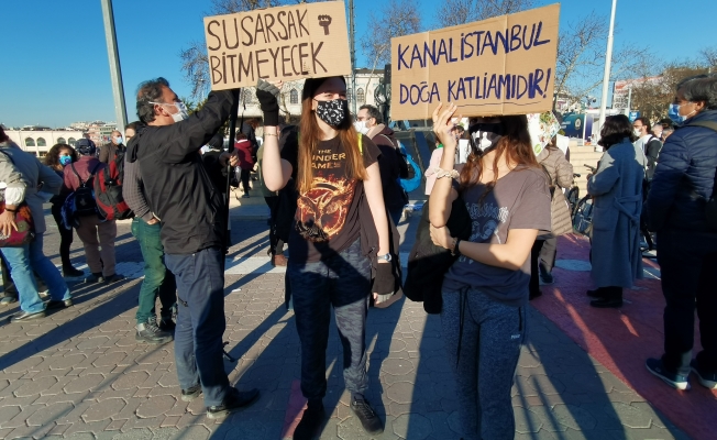 Kanal İstanbul eylemi:  "Sular kirlenecek, Marmara Denizi'nde canlı kalmayacak"