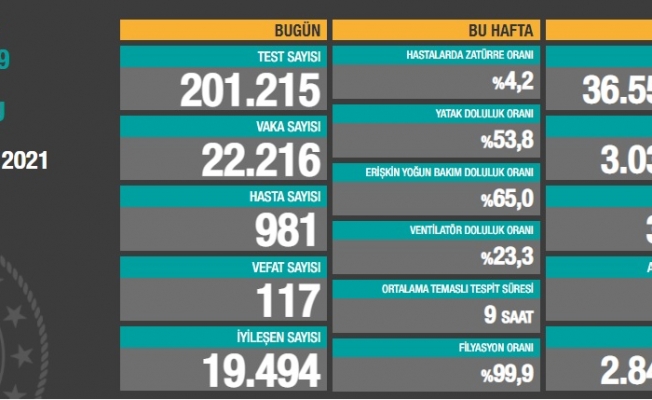 Türkiye'de koronavirüsten 117 kişi daha hayatını kaybetti