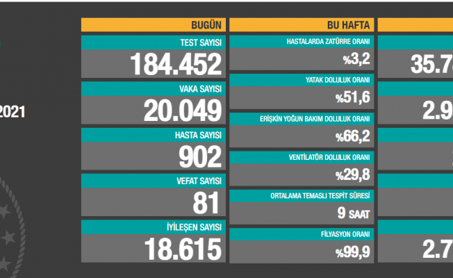Türkiye'de koronavirüsten 81 kişi daha hayatını kaybetti