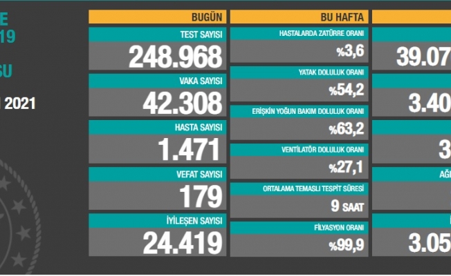 Türkiye'de koronavirüsten 179 kişi daha hayatını kaybetti