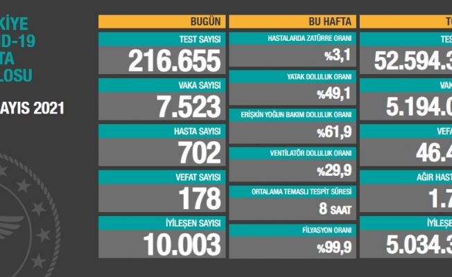 Türkiye'de koronavirüsten 178 kişi daha hayatını kaybetti