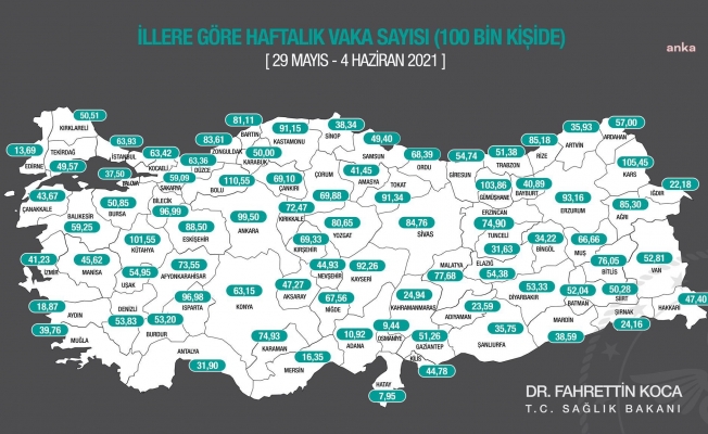 Bakan Koca, yeni vaka haritasını paylaştı: İstanbul, Ankara ve İzmir'de düşüş var
