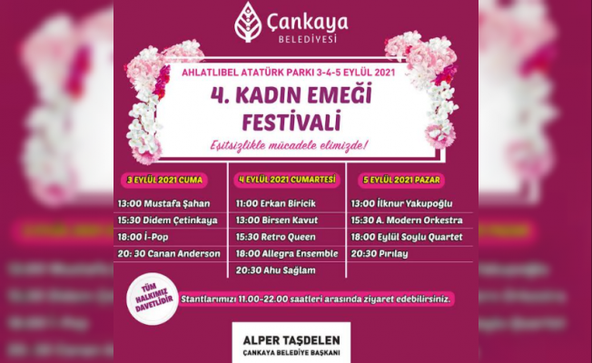 4. KADIN EMEĞİ FESTİVALİ 3 EYLÜL'DE BAŞLIYOR