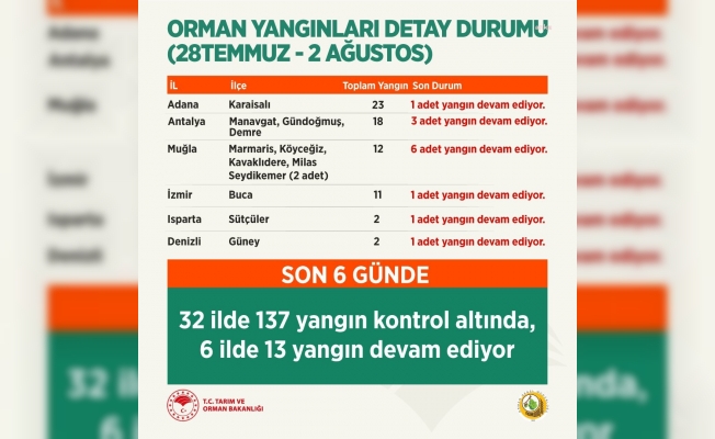 Bakan Pakdemirli: "6 ilde 13 farklı yangın devam ediyor"