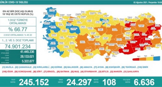 Türkiye'de koronavirüsten 108 kişi daha hayatını kaybetti