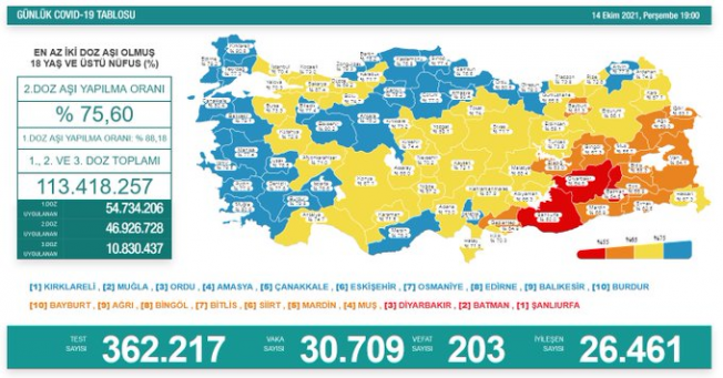 Türkiye'de koronavirüsten 203 kişi daha hayatını kaybetti