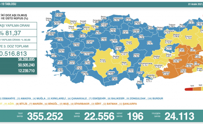 Koronavirüs nedeniyle 196 kişi daha yaşamını yitirdi