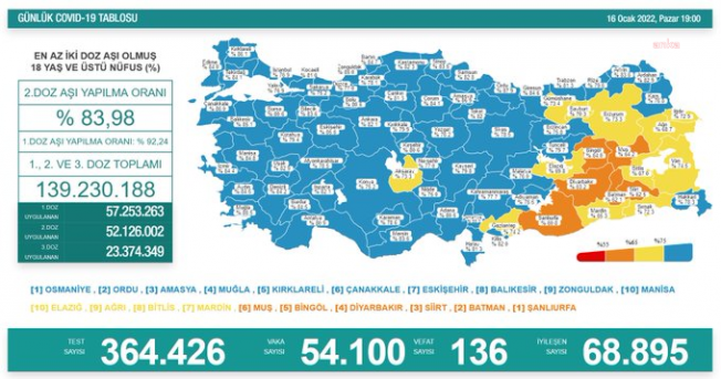 Türkiye'de koronavirüsten 136 kişi daha hayatını kaybetti