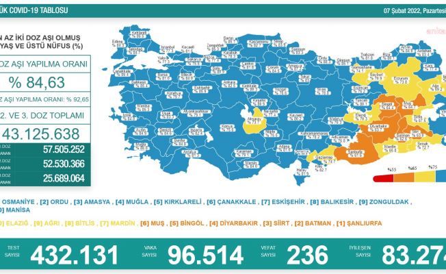 Koronavirüs nedeniyle 236 kişi daha yaşamını yitirdi