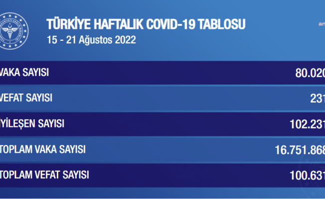 Koronavirüste bu hafta: 231 kişi hayatını kaybetti, 80 bin 20 kişi pozitif çıktı
