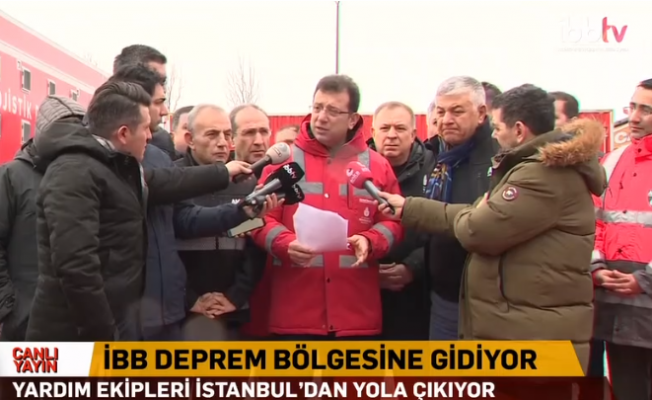 Ekrem İmamoğlu, İBB ekiplerinin deprem bölgesine yola çıktığını duyurdu: Arama kurtarma ekipleri, battaniye, yemek tırı, 15 bin ekmek kapasiteli mobil ekmek fırını..