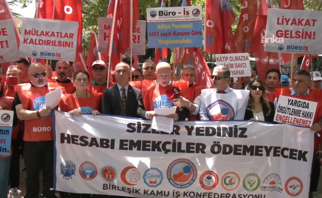 Büro-İş Sendikası üyeleri Adalet Bakanlığı önünde... Alay Hamzaçebi: "Her geçen gün yoksullaştırılıyoruz"