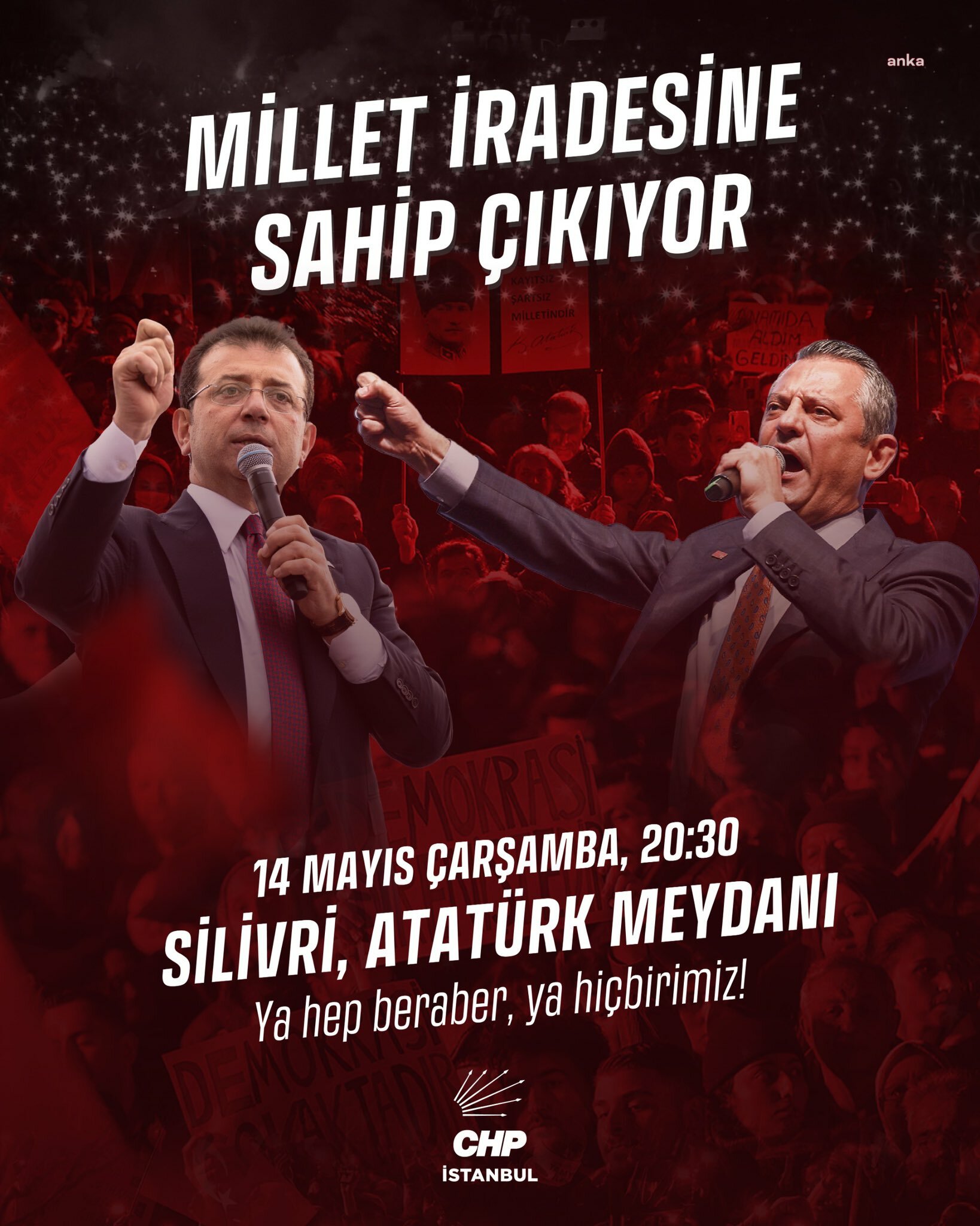 CHP'nin, "Millet İradesine Sahip Çıkıyor" mitinglerinin beşincisi Silivri’de yapılacak