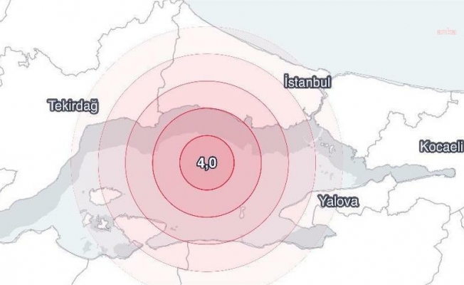 İstanbul'un Büyükçekmece ilçesine 23.6 kilometre mesafede 4.0 büyüklüğünde deprem