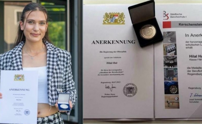 Almanya'da mesleki eğitimde üstün başarı gösteren Hilal Hal “Kerscheinsteiner madalyası” ile ödüllendirildi