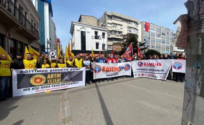Öğretmen Fatma Nur Çelik'in öldürülmesi, Samsun’da eğitim sendikaları tarafından protesto edildi