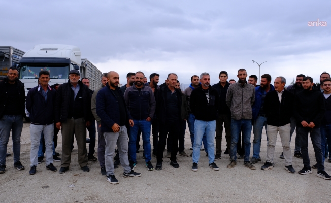 Eskişehir Şeker Fabrikası önünde nakliyeciler ücretlerinin artırılması için eylem yaptı