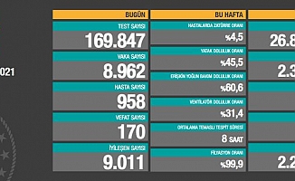 Türkiye'de koronavirüsten 170 kişi daha hayatını kaybetti