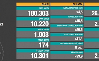 Türkiye'de koronavirüsten 174 kişi daha hayatını kaybetti