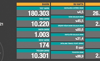 Türkiye'de koronavirüsten 174 kişi daha hayatını kaybetti