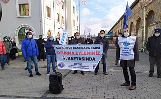 Dondurucu soğuğa rağmen oturma eylemi devam etti... Siz gideceksiniz biz kalacağız!