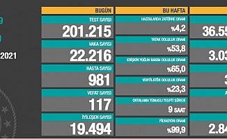 Türkiye'de koronavirüsten 117 kişi daha hayatını kaybetti