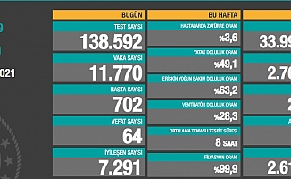 Türkiye'de koronavirüsten 64 kişi daha hayatını kaybetti