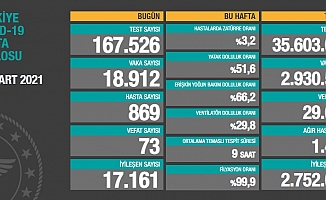 Türkiye'de koronavirüsten 73 kişi daha hayatını kaybetti