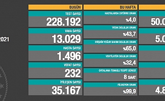 Türkiye'de koronavirüsten 232 kişi daha hayatını kaybetti